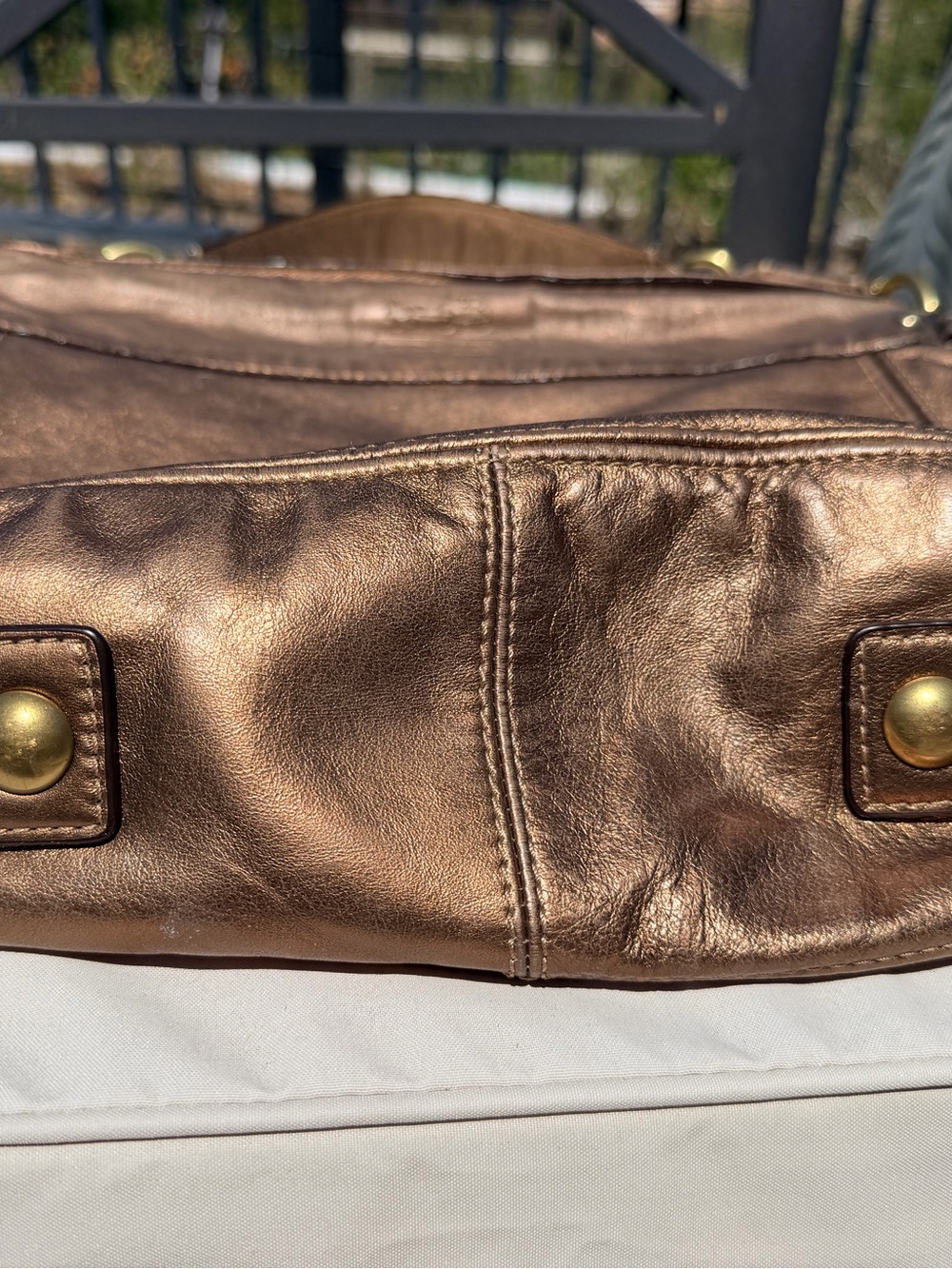 Coach Metallic Bronze Leather Shoulder Hobo with Gold Hardware - Picture 5 of 12
